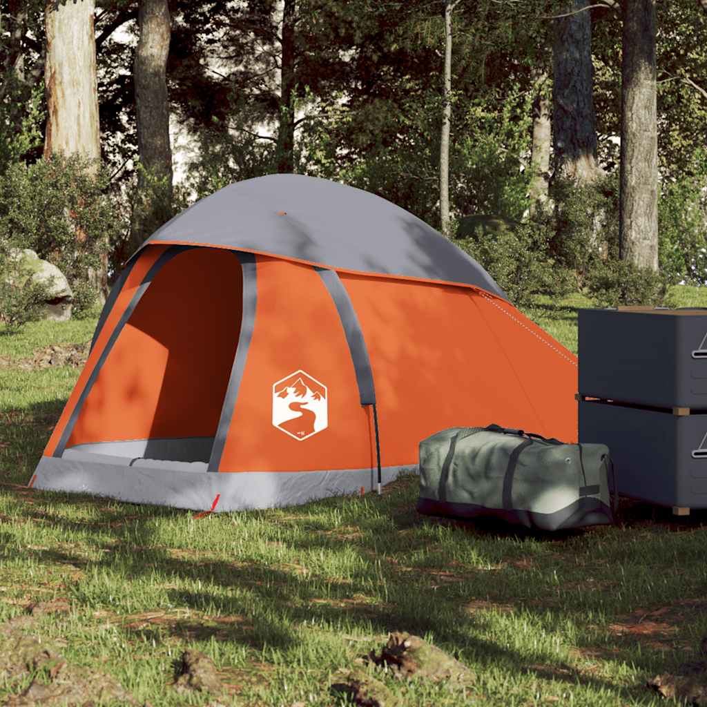 Vidaxl Dome Stan 1-Person Waterproof Grey and Orange