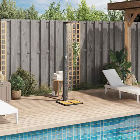 Vidaxx douche extérieure 50x55x224 cm poly rotin et bois d'acacia noir