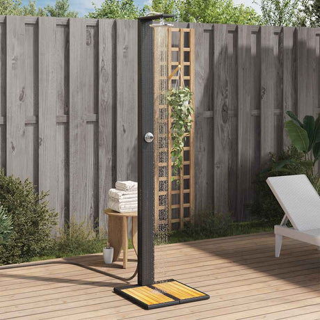 Vidaxx douche extérieure 50x55x224 cm poly rotin et bois d'acacia noir