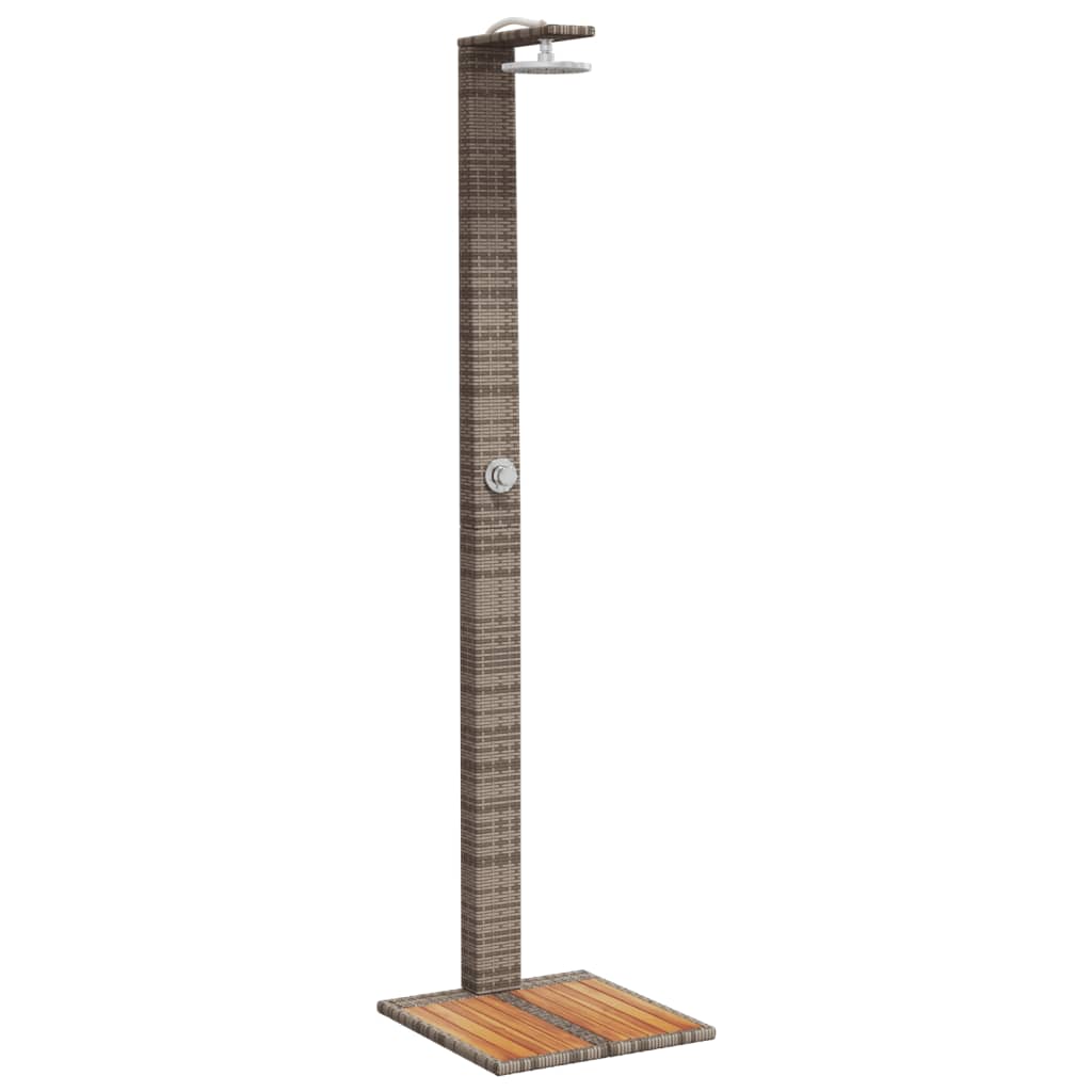 Vidaxx douche extérieure 50x55x224 cm poly rotin et bois d'acacia gris