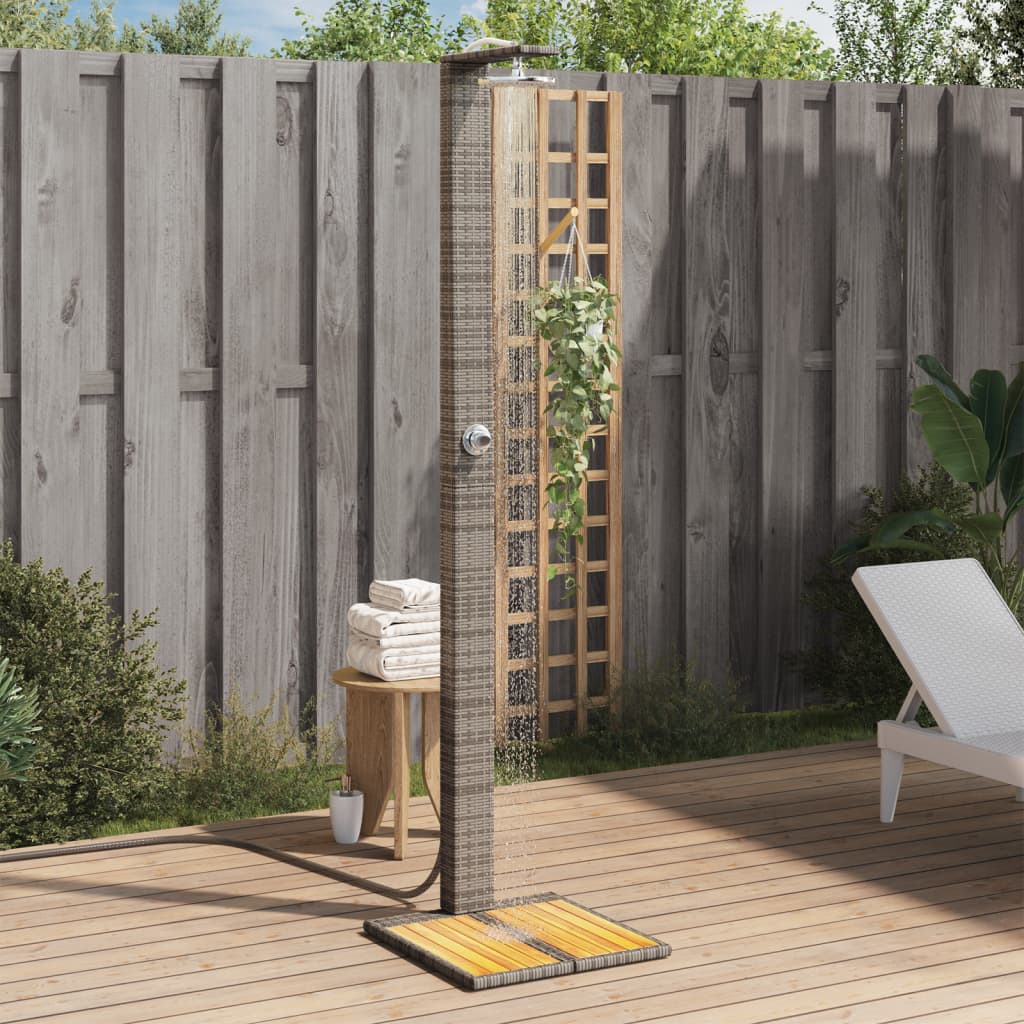 Vidaxx douche extérieure 50x55x224 cm poly rotin et bois d'acacia gris