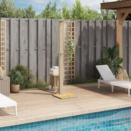 Vidaxx douche extérieure 50x55x224 cm poly rotin et bois d'acacia beige
