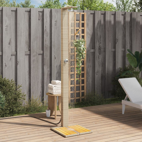 Vidaxx douche extérieure 50x55x224 cm poly rotin et bois d'acacia beige