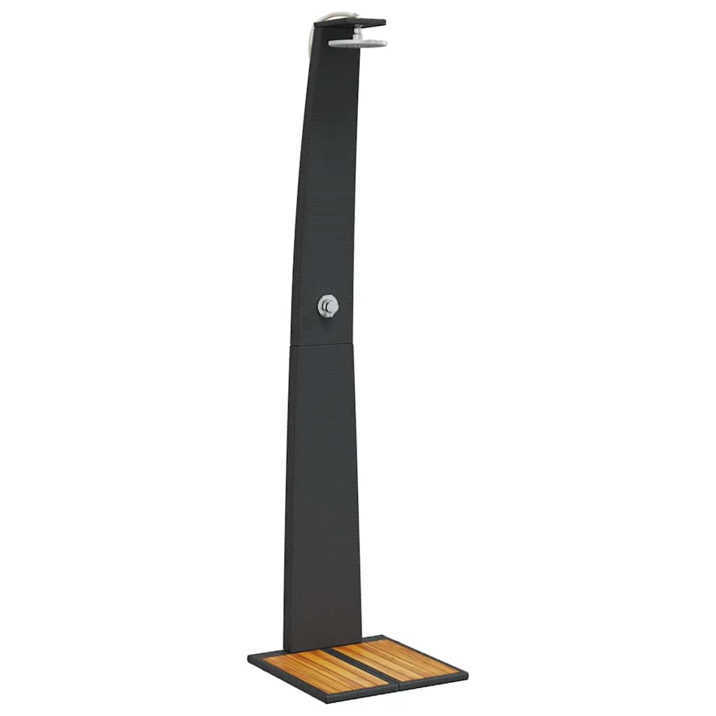 Vidaxx douche extérieure 55x60x224 cm poly rotin et bois d'acacia noir