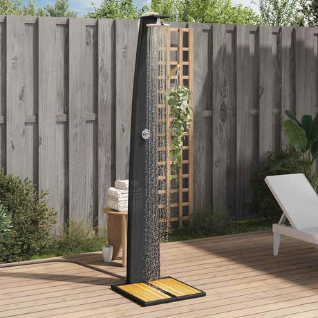 Vidaxx douche extérieure 55x60x224 cm poly rotin et bois d'acacia noir
