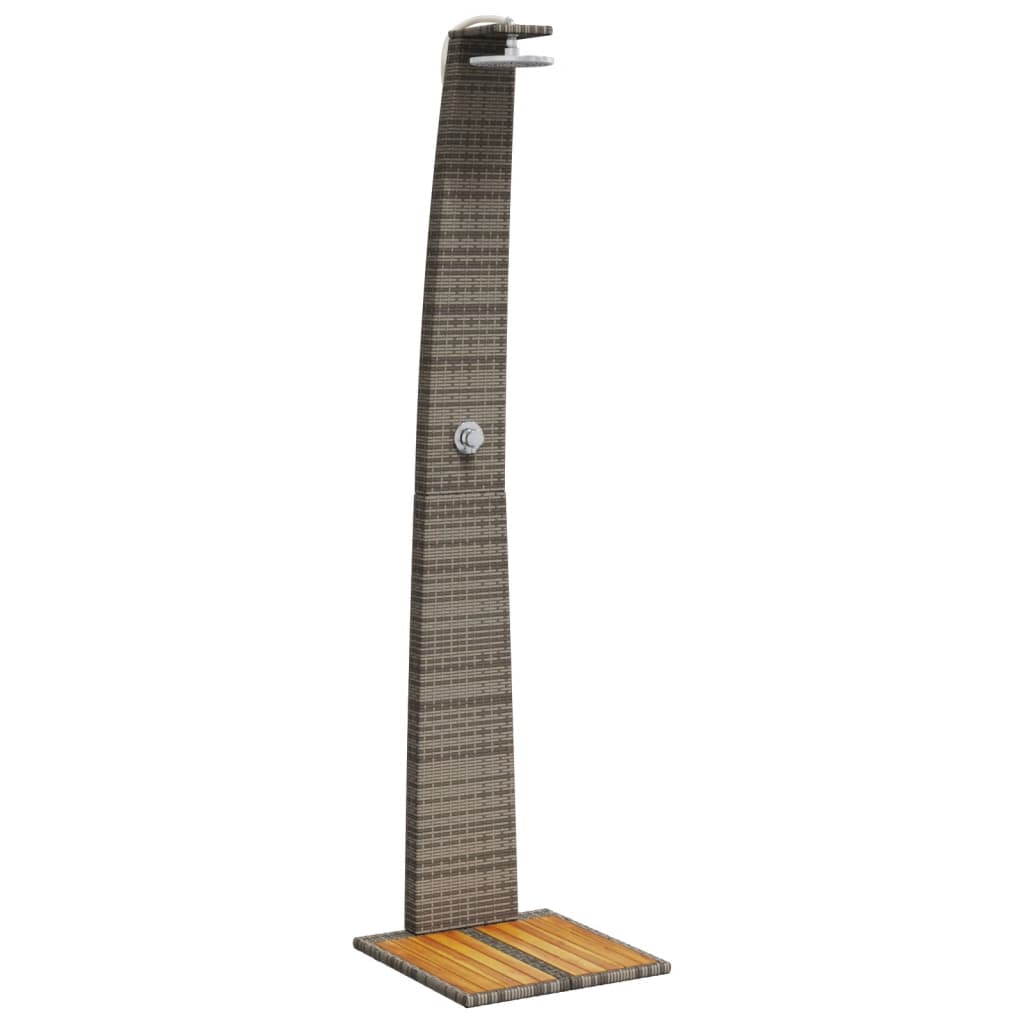 Vidaxx douche extérieure 55x60x224 cm poly rotin et bois d'acacia gris