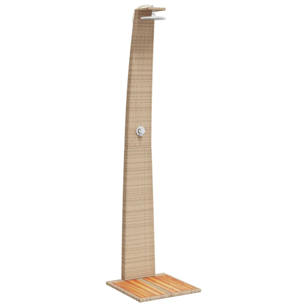 Vidaxx douche extérieure 55x60x224 cm poly rotin et bois d'acacia beige
