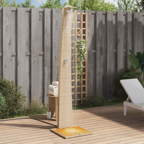 Vidaxx douche extérieure 55x60x224 cm poly rotin et bois d'acacia beige