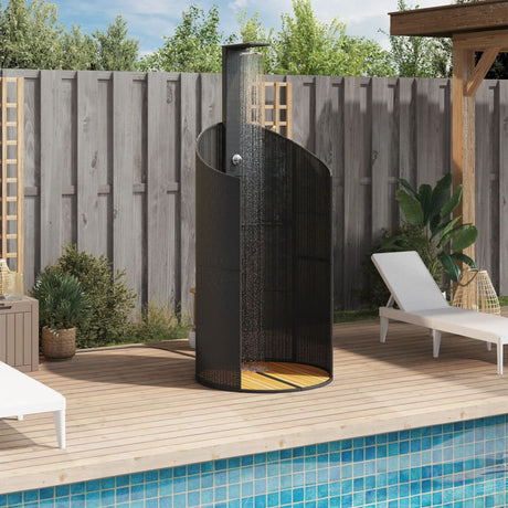 Vidaxx douche extérieure 100x100x241,5 cm poly rotin et bois d'acacia noir