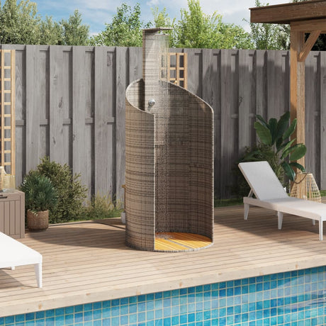 Vidaxx douche extérieure 100x100x241,5 cm poly rotin et bois d'acacia gris