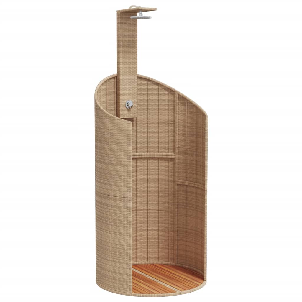 Vidaxl Shower Outdoor 100x100x241.5 cm Poly Rattan e Acaciahout Beige