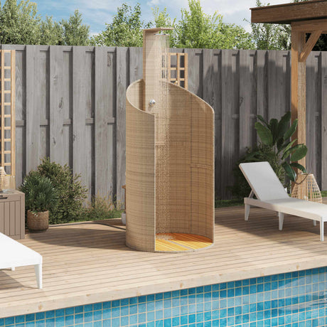 Vidaxx douche extérieure 100x100x241,5 cm poly rotin et bois d'acacia beige