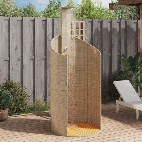 Vidaxx douche extérieure 100x100x241,5 cm poly rotin et bois d'acacia beige