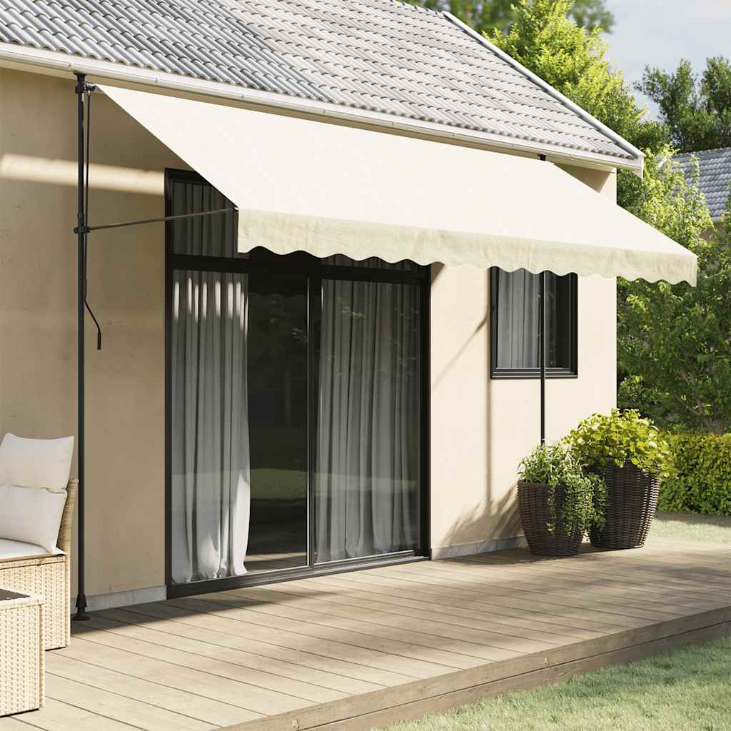 VidaXL Auvent extensible 350x150 cm tissu et acier couleur crème