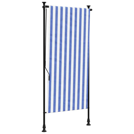 Vidaxxl store enrouleur extérieur 100x270 cm tissu et acier bleu et blanc