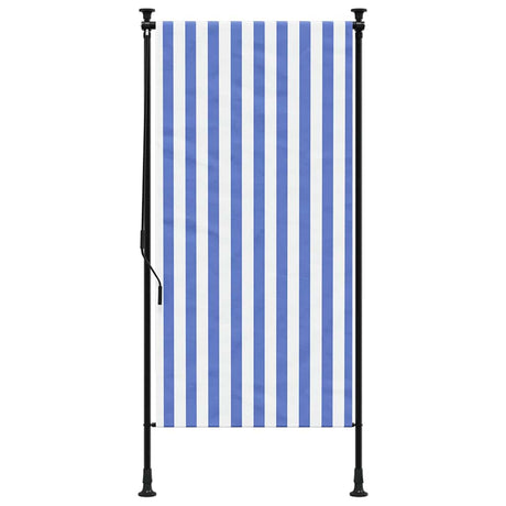 Vidaxxl store enrouleur extérieur 100x270 cm tissu et acier bleu et blanc