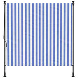 Vidaxl rullo cieco per tessuto esterno 150x270 cm e blu in acciaio e bianco