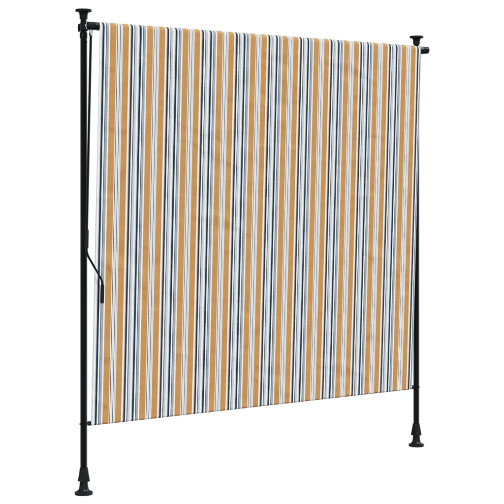 Vidaxxl store enrouleur extérieur 200x270 cm tissu et acier jaune et blanc