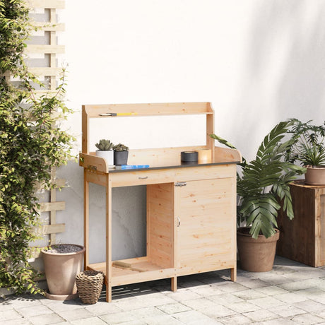 Vidaxx table d'empotage avec placard 110,5x45x124,5 cm en bois de pin massif