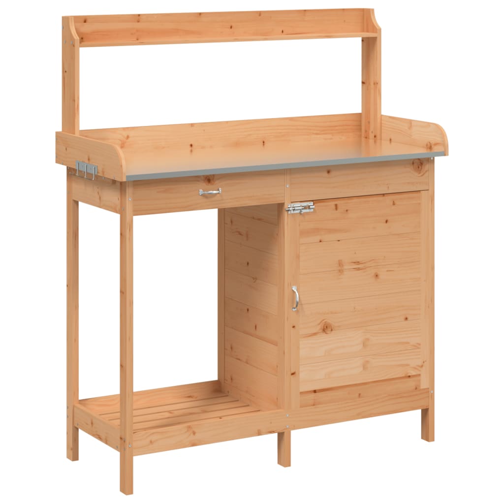 Vidaxx table d'empotage avec placard 110,5x45x124,5 cm bois de pin massif marron