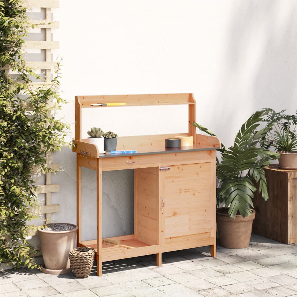 Vidaxx table d'empotage avec placard 110,5x45x124,5 cm bois de pin massif marron