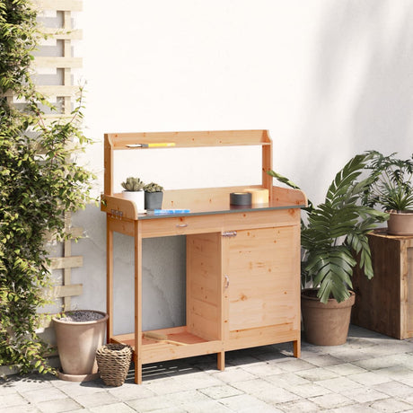 Vidaxx table d'empotage avec placard 110,5x45x124,5 cm bois de pin massif marron