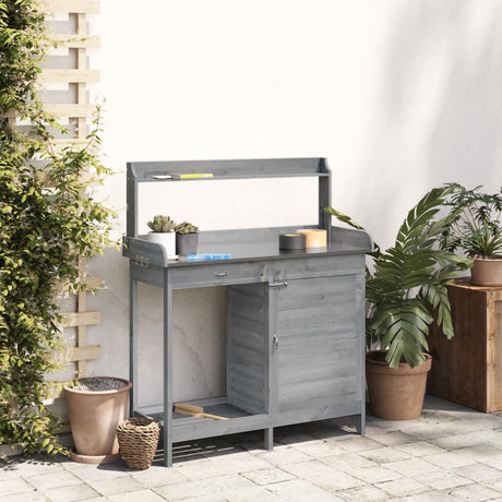 Vidaxx table d'empotage avec placard 110,5x45x124,5 cm bois de pin massif gris