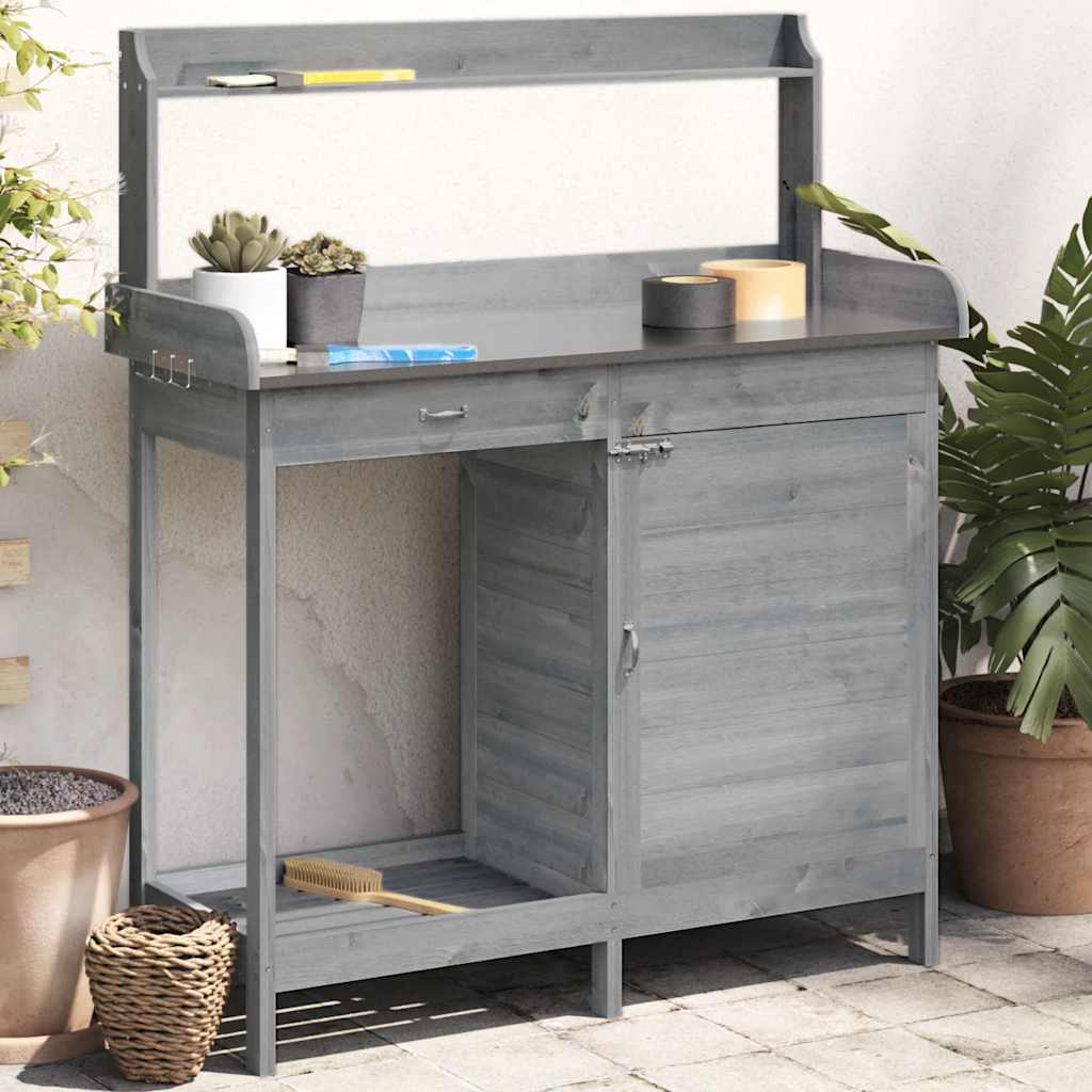 Vidaxx table d'empotage avec placard 110,5x45x124,5 cm bois de pin massif gris