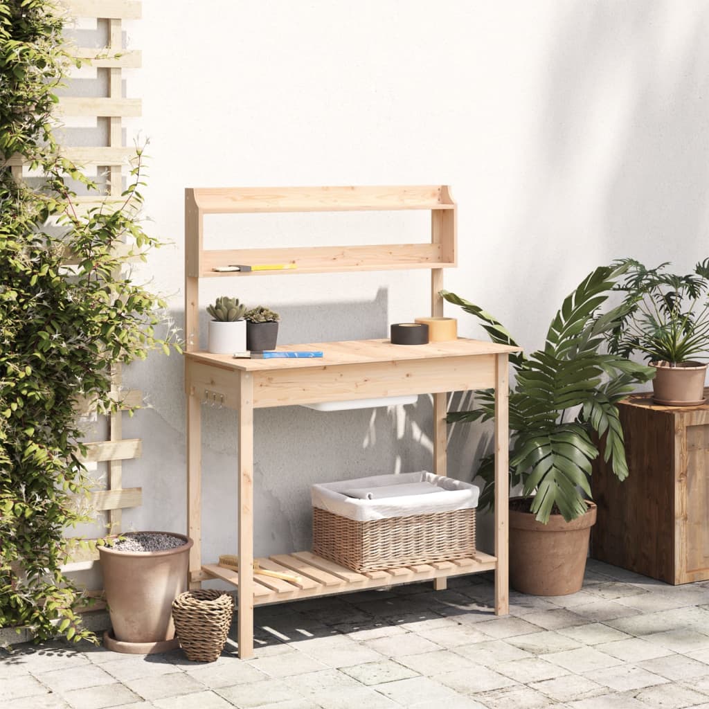 Vidaxx table d'empotage avec évier 147,5x44x139,5 cm bois de pin massif