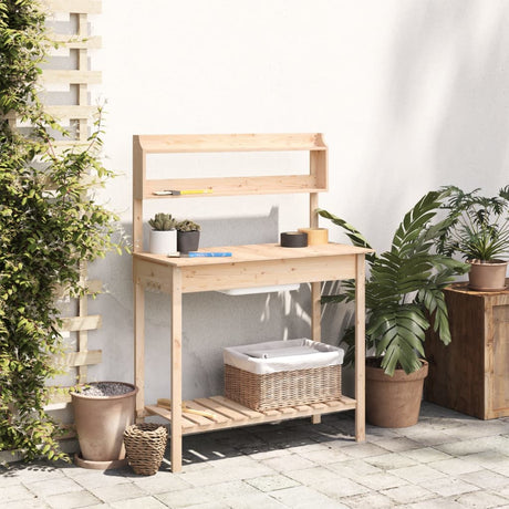 Vidaxx table d'empotage avec évier 147,5x44x139,5 cm bois de pin massif