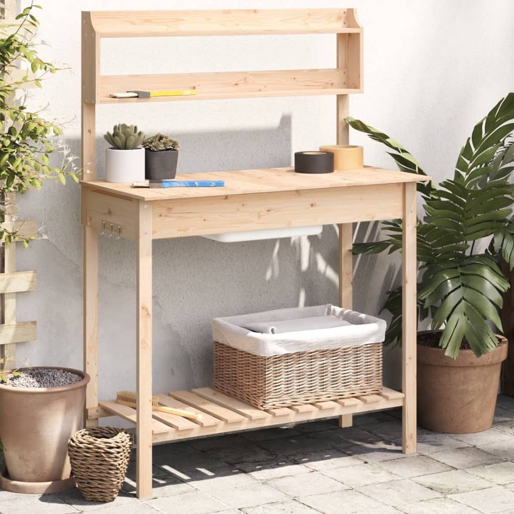 Vidaxx table d'empotage avec évier 147,5x44x139,5 cm bois de pin massif