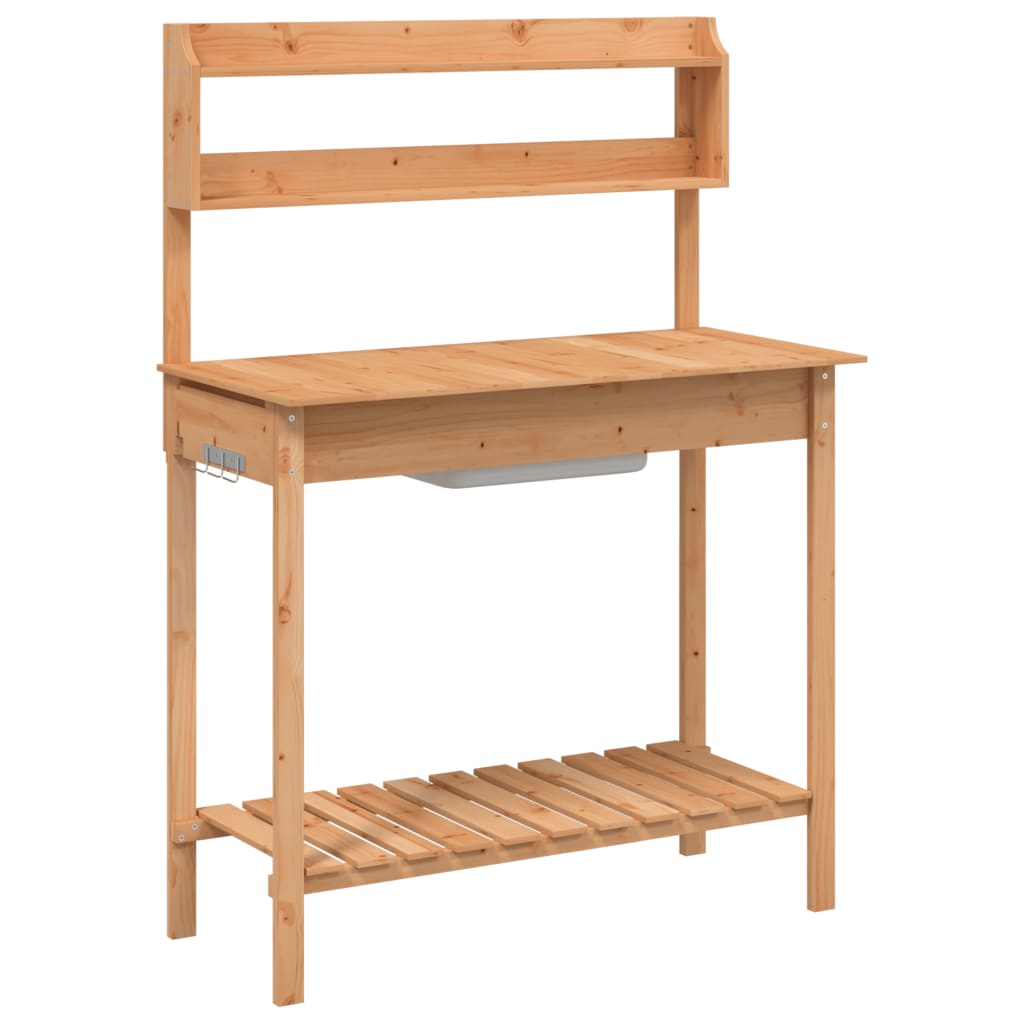 Vidaxx table d'empotage avec évier 147,5x44x139,5 cm bois de pin marron
