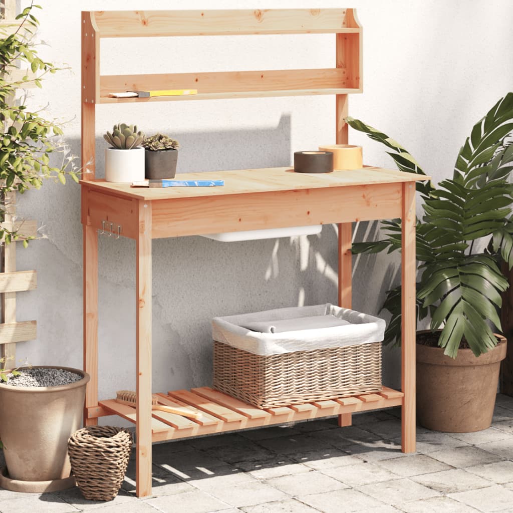 Vidaxx table d'empotage avec évier 147,5x44x139,5 cm bois de pin marron