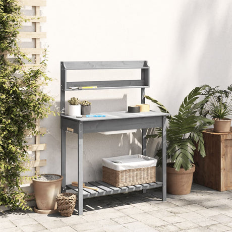 Vidaxx table d'empotage avec évier 147,5x44x139,5 cm gris pin