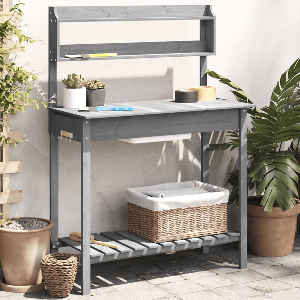 Vidaxx table d'empotage avec évier 147,5x44x139,5 cm gris pin