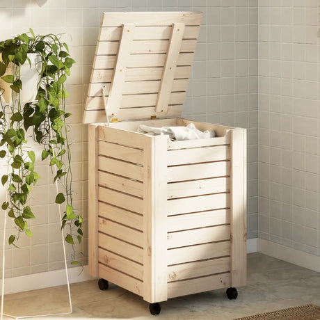 Vidaxx panier à linge à roulettes rana 45x45x64 cm bois de pin massif