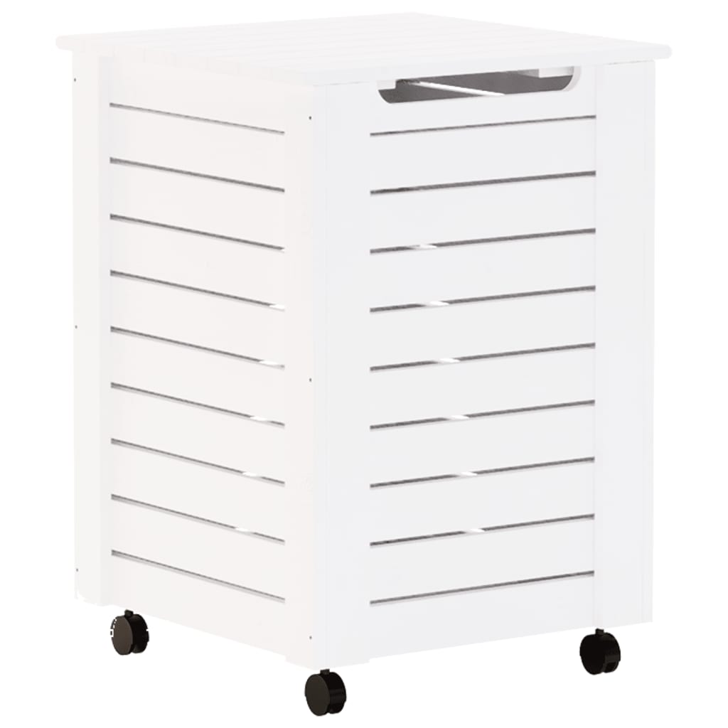 Panier à laverie Vidaxl avec roues Rana 45x45x64 cm Pine solide blanc