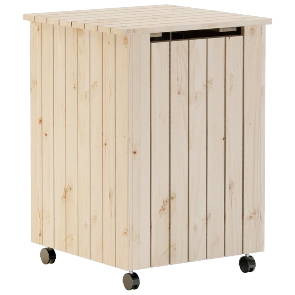 Panier à linge Vidaxl avec roues Rana 45x45x64 cm en bois de pin massif