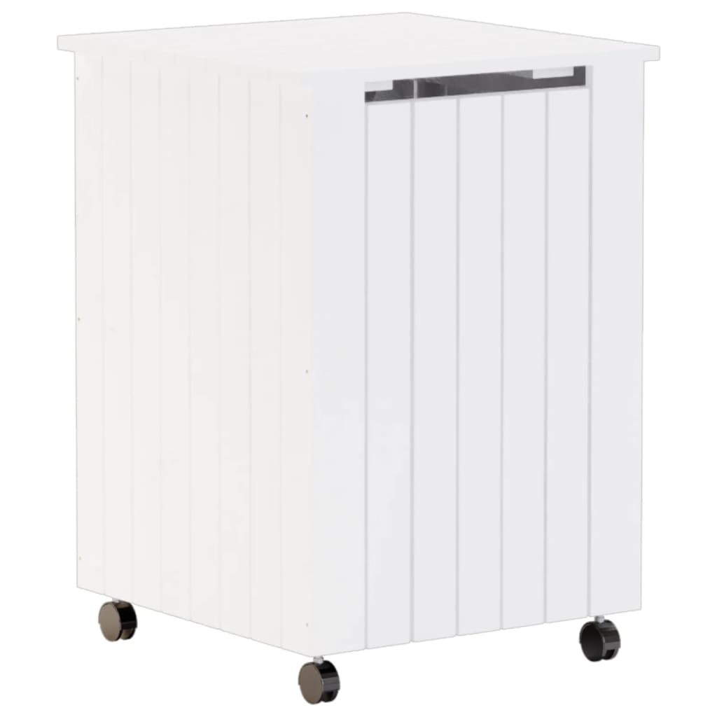 Panier à laverie Vidaxl avec roues Rana 45x45x64 cm Pine solide blanc