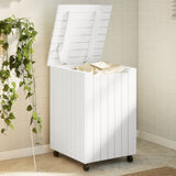 Vidaxl Lavandry Basket con ruote Rana 45x45x64 cm Pine bianco Solido bianco