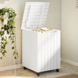 Vidaxx panier à linge à roulettes rana 45x45x64 cm bois de pin massif blanc