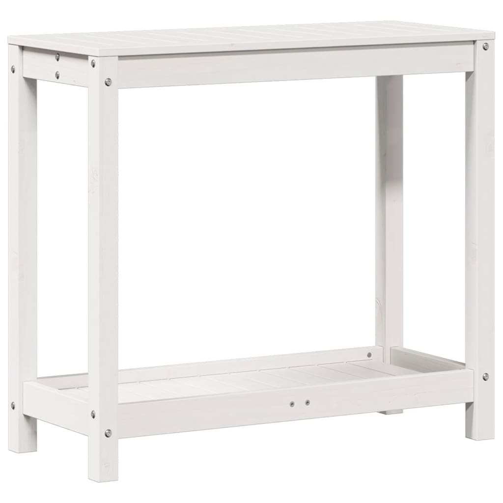 Vidaxx table d'empotage avec étagère 82,5x35x75 cm bois de pin massif blanc