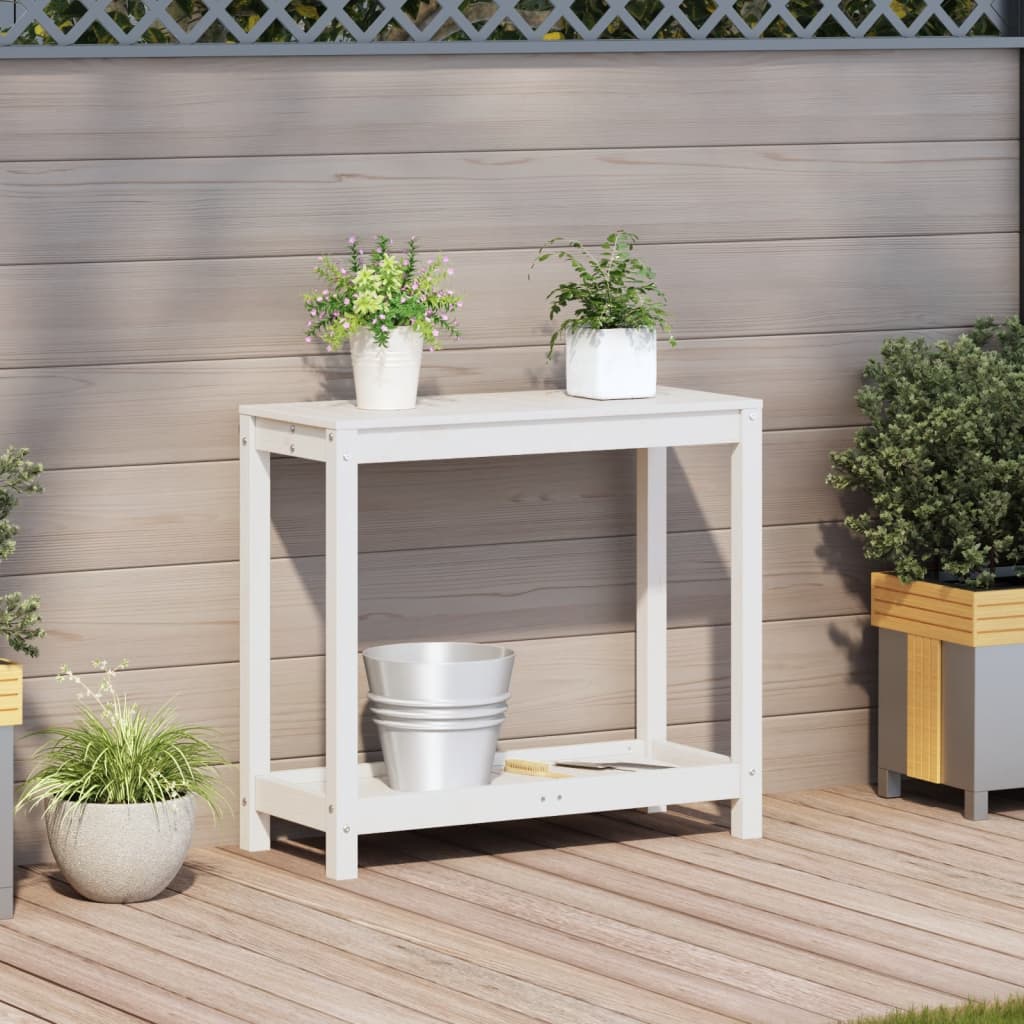 Vidaxx table d'empotage avec étagère 82,5x35x75 cm bois de pin massif blanc