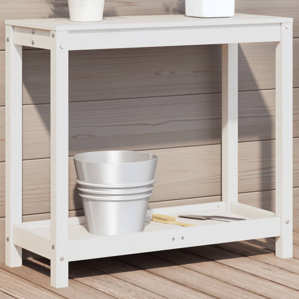 Vidaxx table d'empotage avec étagère 82,5x35x75 cm bois de pin massif blanc