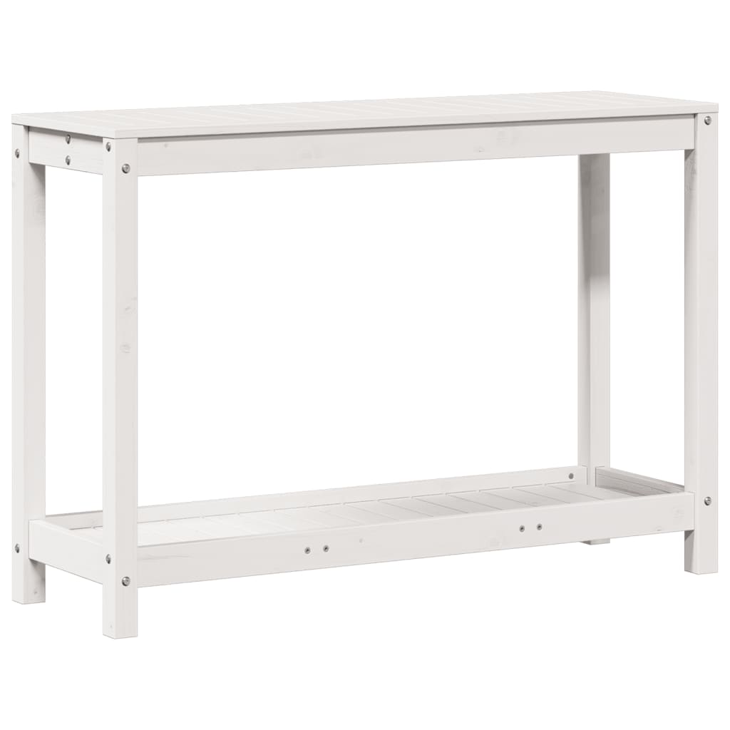 Vidaxx table d'empotage avec étagère 108x35x75 cm bois de pin massif blanc