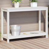 VidaXL Botton table with shelf 108x35x75 cm solid pine white white