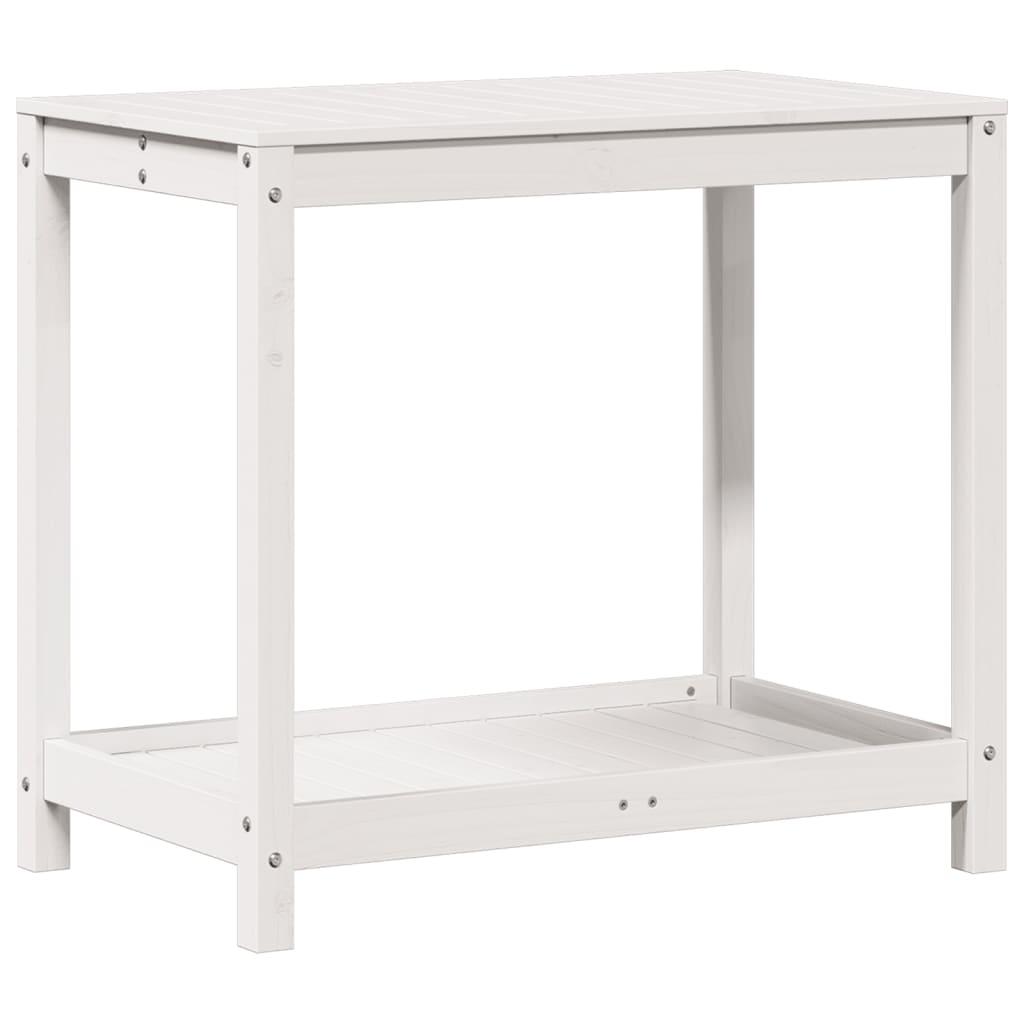 VidaXL Botton table with shelf 82.5x50x75 cm solid pine white white