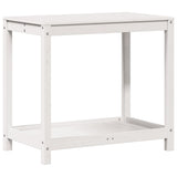 Vidaxl Botton Table con estante 82.5x50x75 cm de pino sólido blanco blanco