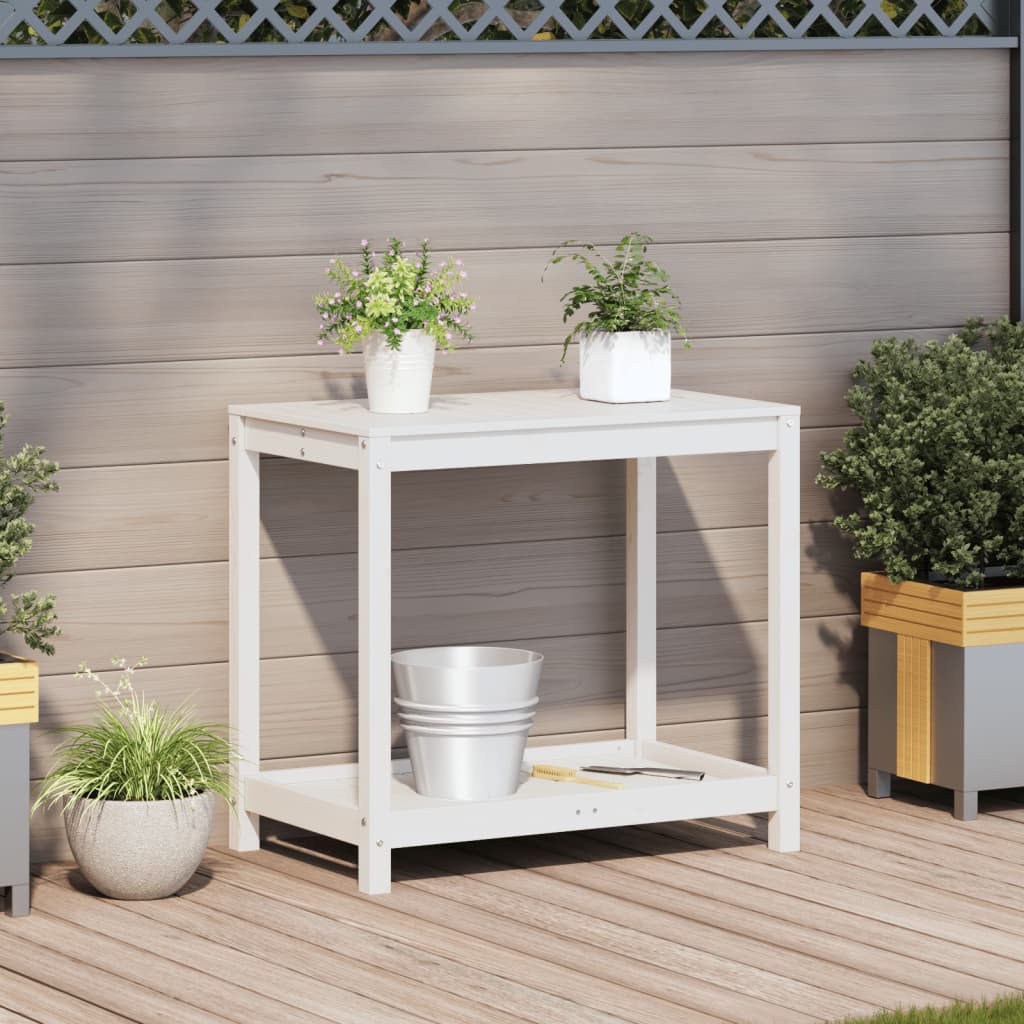 Vidaxx table d'empotage avec étagère 82,5x50x75 cm bois de pin massif blanc