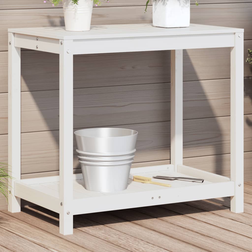 Vidaxx table d'empotage avec étagère 82,5x50x75 cm bois de pin massif blanc